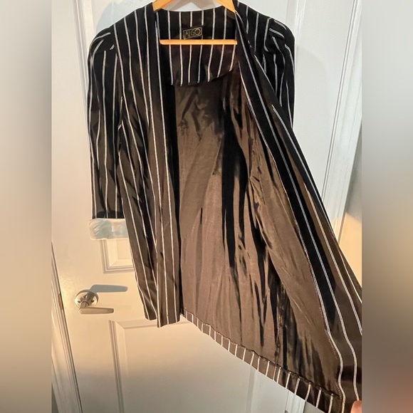 Algo 80’s 90’s Pinstripes Dress Jacket Light Shoulder Pads - Picture 5 of 10